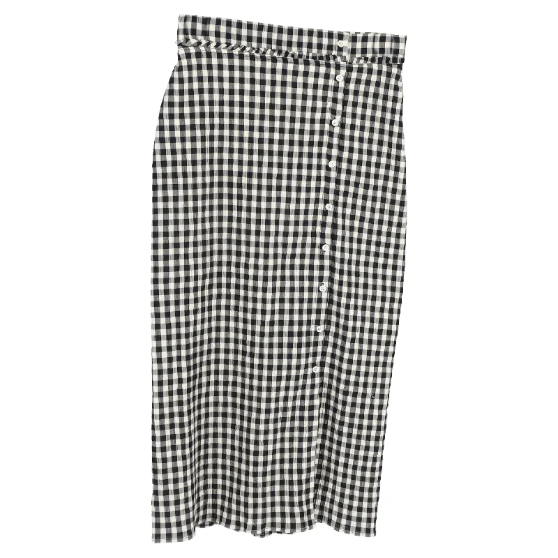 Timeless Women's Outfit Altuzzara Belili Checkered Print Midi Ruffle-Trim Pencil Skirt in Multicolor Cotton