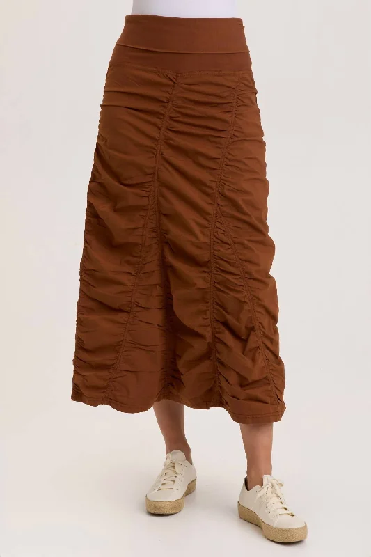 Fashion-Forward Women's Clothing Gored Peasant Skirt In Russet Pigment