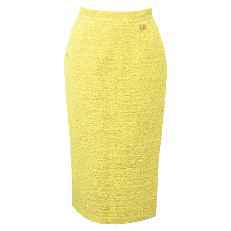 Modern Women's Apparel Chanel Tweed Pattern Skirt in Yellow Cotton