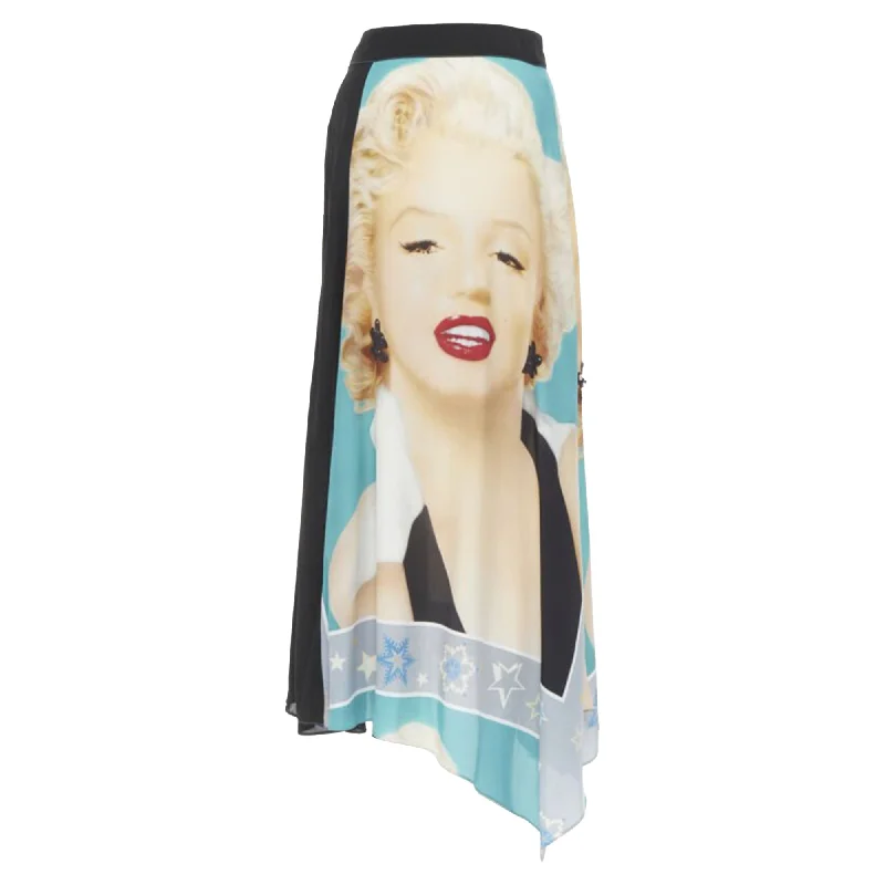 Women's Vacation Outfit Loewe Pop Art Lady Portrait Photo Print Crystal Embellished Skirt