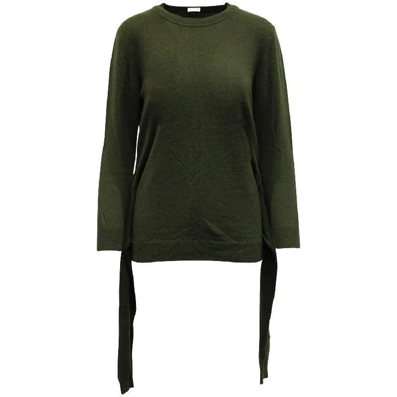 Women's Vacation Attire Sandro Paris Waist Tie Sweater in Army Green Wool