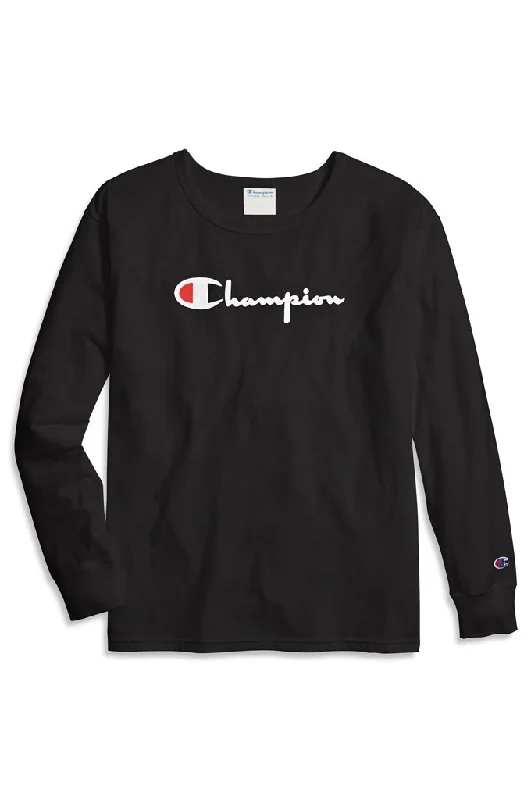 Women's Functional Apparel For Outdoor Activities Champion Original Long-Sleeve Women's Tee, Flocked Logo