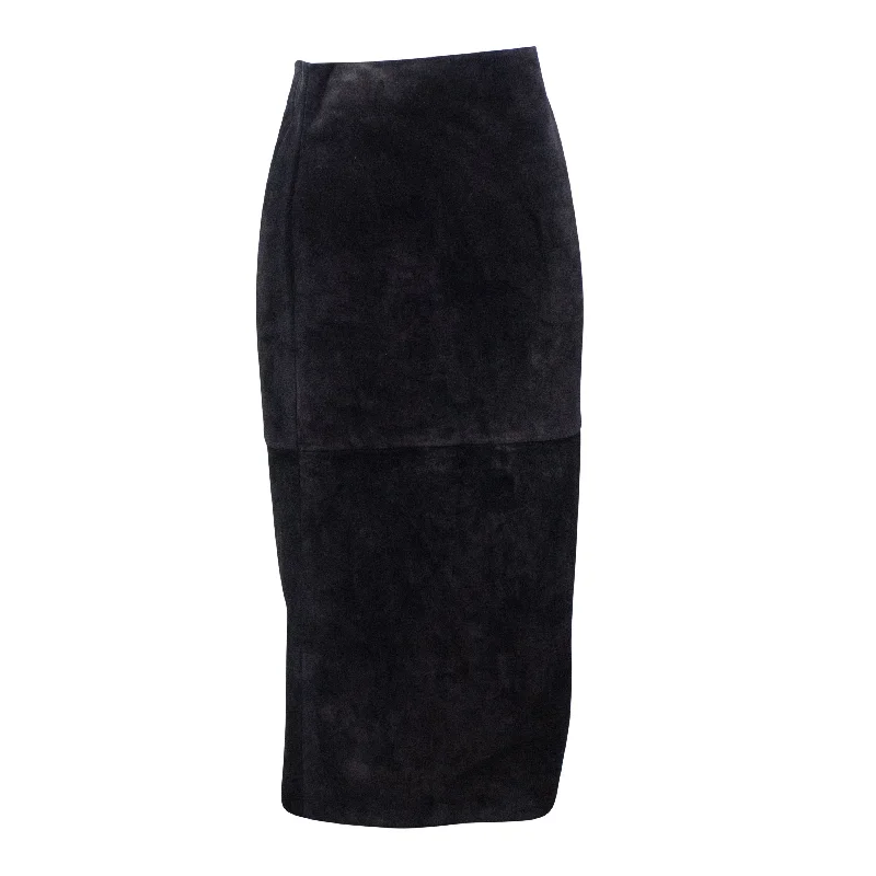 Women's Trendy Casual Clothes Saint Laurent Suede Pencil Skirt - Black