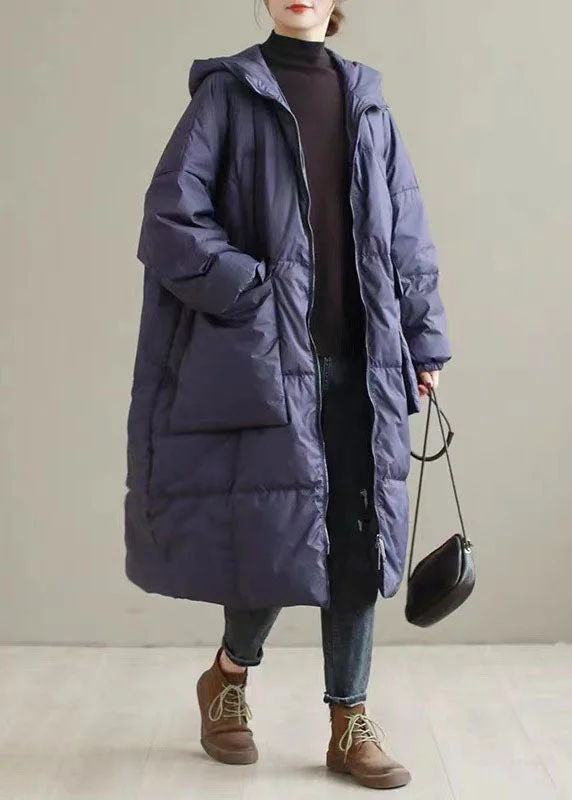 Tailored Clothing For Women Plus Size Purple Hooded thick Duck Down Down Coats Winter