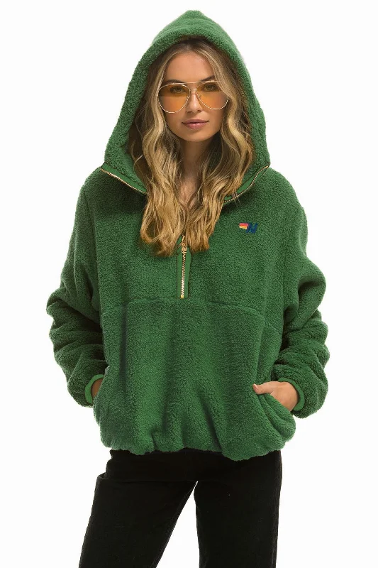 Women's Apparel And Garments TEDDY UNISEX HOODED HALF ZIP JACKET - GARDEN GREEN