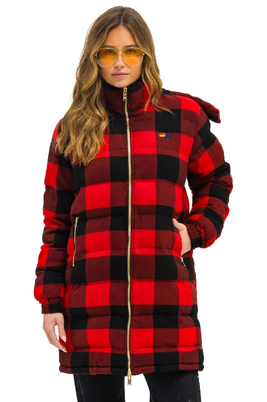 Women's Formal Apparel PLAID UNISEX LONG TREKKER JACKET - BUFFALO PLAID