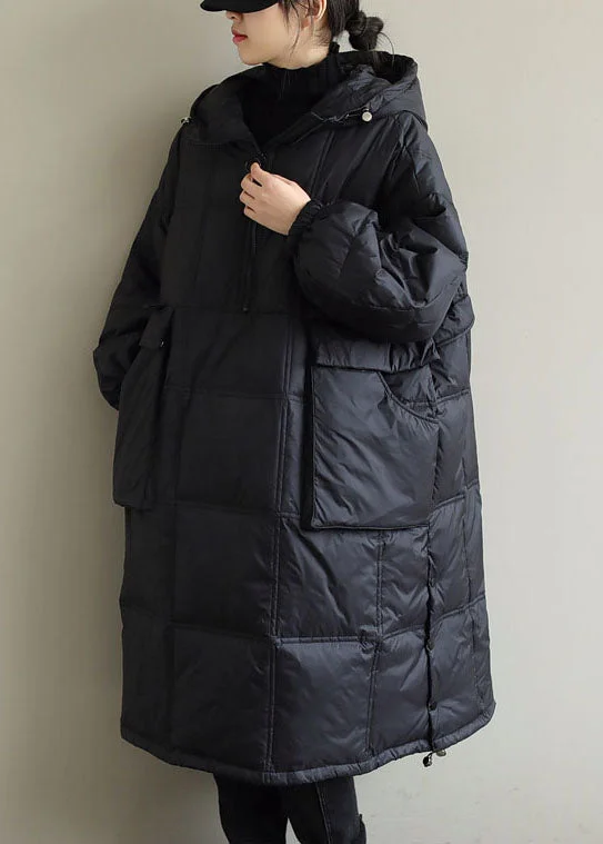 Affordable Elegance – Shop Premium Fashion Now Plus Size Black Hooded Fine Cotton Filled Winter Coat