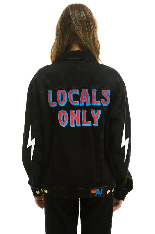 Women's High-Fashion Apparel LOCALS ONLY OVERSIZED CONCERT DENIM JACKET - VINTAGE BLACK