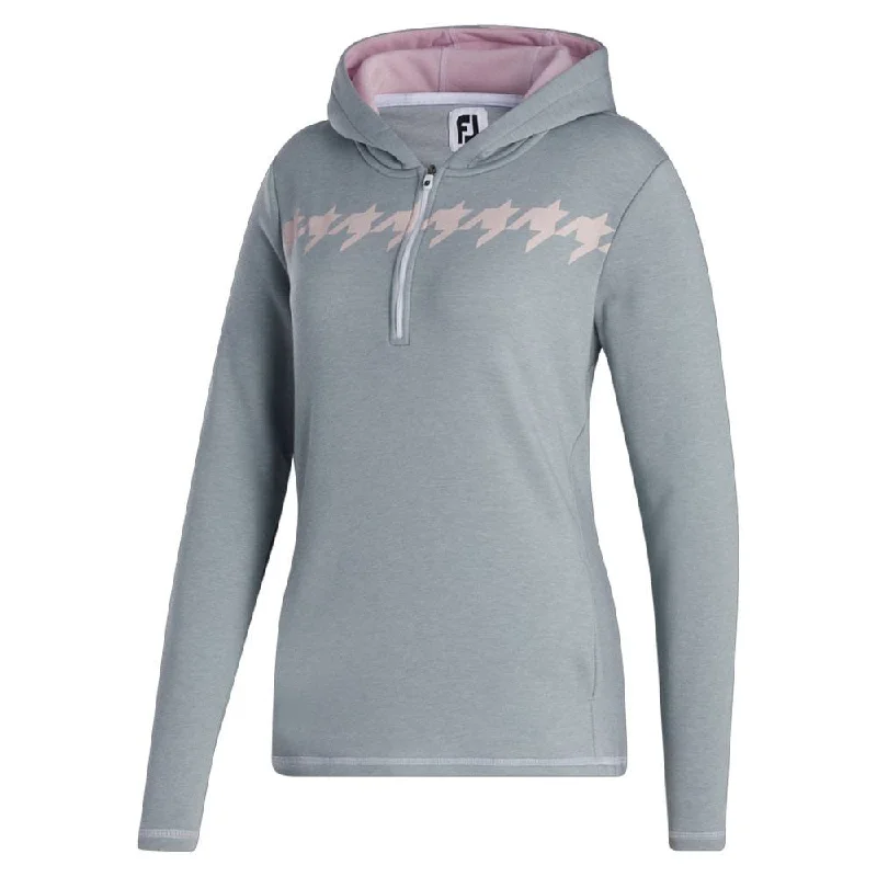 Women's Cozy Outfit For Lounging FootJoy Half-Zip Hoodie Golf Jacket Gray Heather - FA23 Women