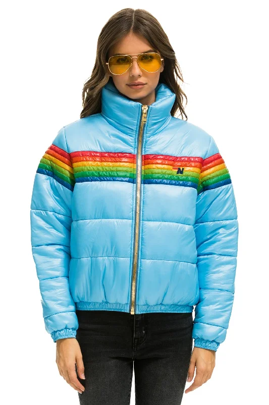 Stylish Women's Garments 6 STRIPE LUXE APRES PUFFER JACKET - GLOSSY SKY