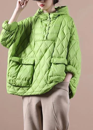 Women's Clothes For The Office Loose Green Winter Puffer Jacket Hooded Down Coat