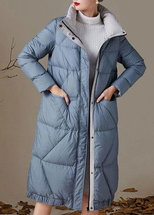 Must-Have Clothing Styles Now At Incredible Discounts Plus Size Blue zippered Pockets Winter Duck Down Down Coats