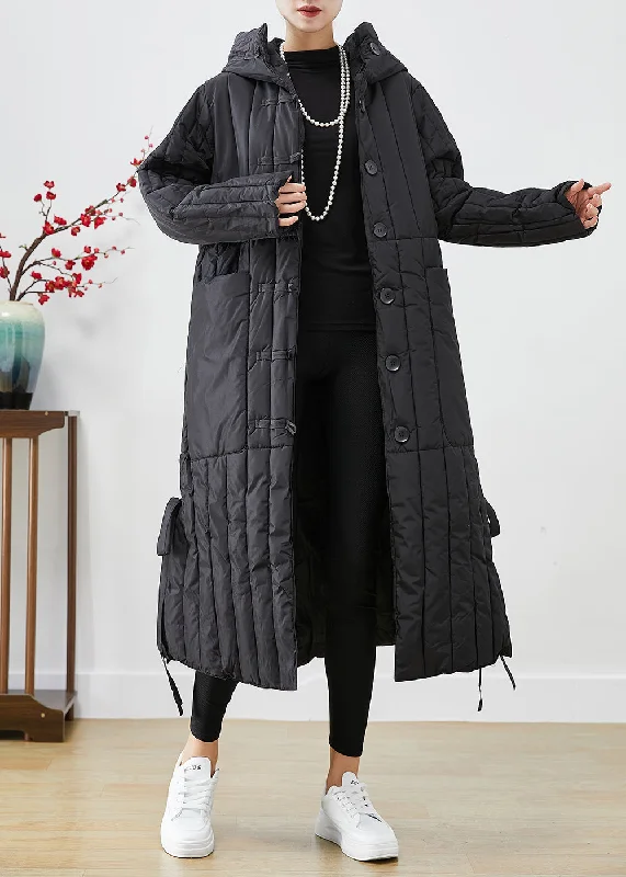 Limited-Time Fashion Sale – Shop Your Favorite Styles Now Casual Black Oversized Striped Fine Cotton Filled Puffers Jackets Winter