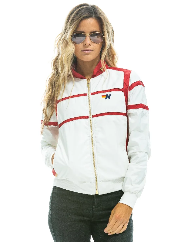 Women's Date Night Outfit RACER JACKET - WHITE // CHERRY