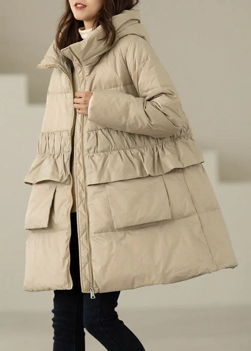 Women's Clothes And Apparel diy Apricot Ruffled Patchwork Duck Down Coats Winter