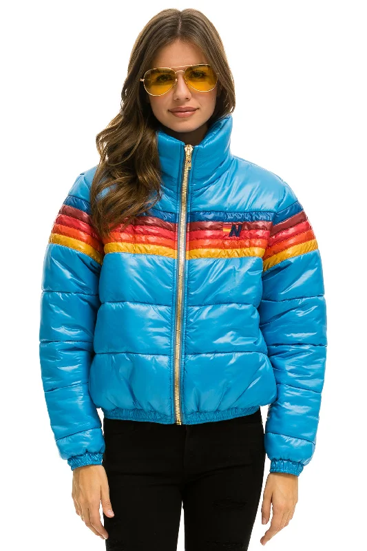 Women's Evening Clothes 5 STRIPE LUXE APRES PUFFER JACKET - GLOSSY OCEAN