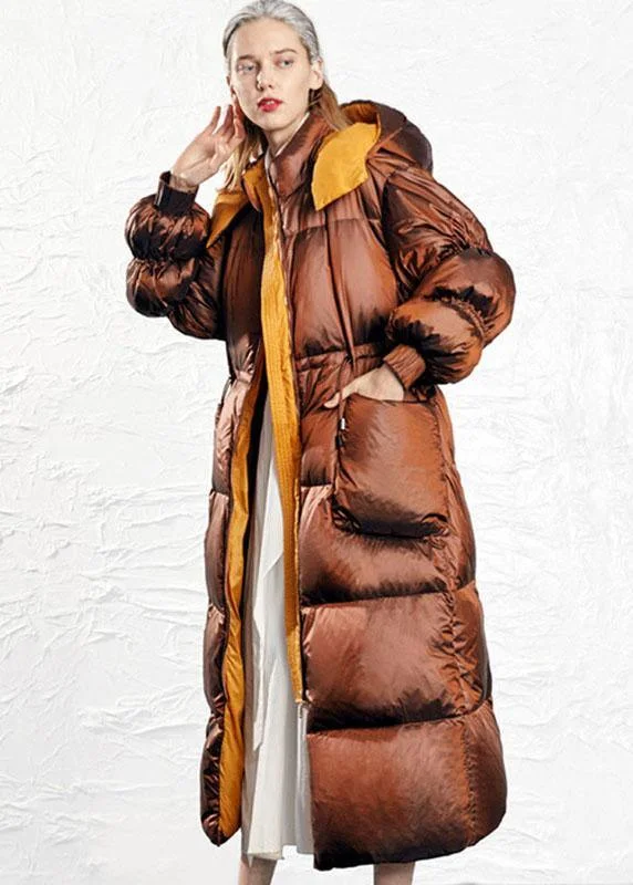 Women's Trendy Outfit Simple Caramel fashion drawstring Thick Winter Duck Down Puffer Coat