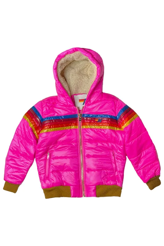 Sustainable Fashion Clothing For Women KIDS 5 STRIPE TREKKER JACKET - GLOSSY NEON PINK