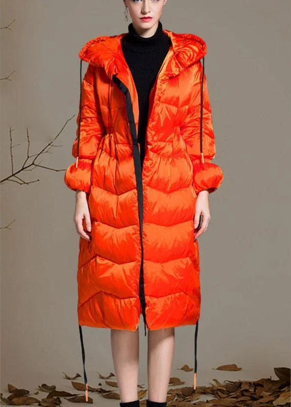 Exclusive Clothing Discounts – Upgrade Your Wardrobe For Less Boho Orange Loose Thick zippered Winter Duck Down Jacket In