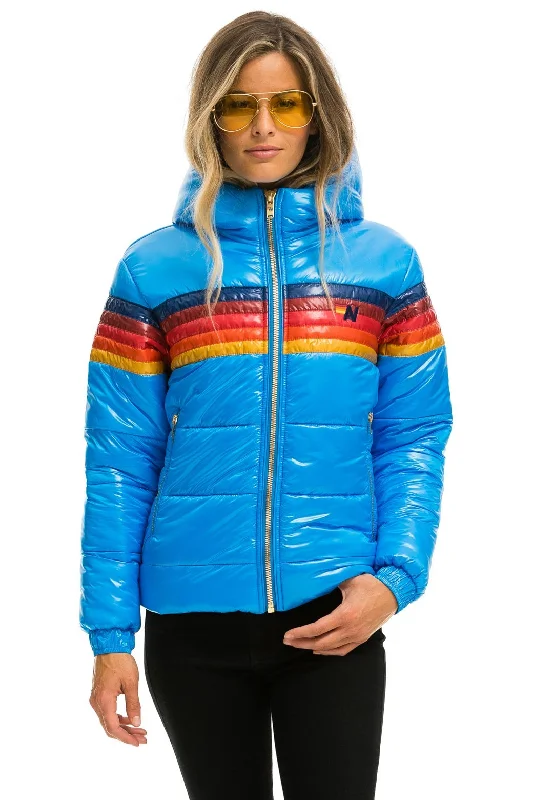 Elegant Clothing For Women 5 STRIPE LUXE TREKKER JACKET - GLOSSY BLUE