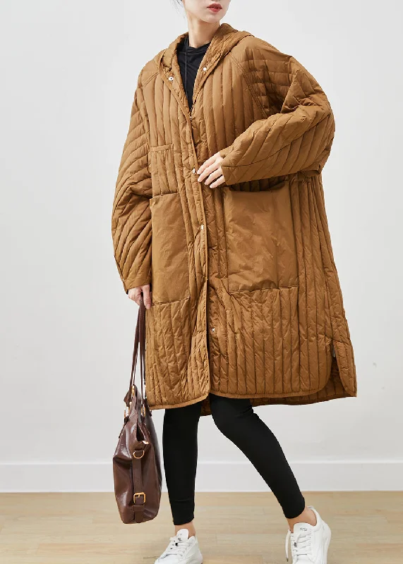 Women's Vacation Outfit Classy Khaki Oversized Pockets Thick Duck Down Down Coats Winter