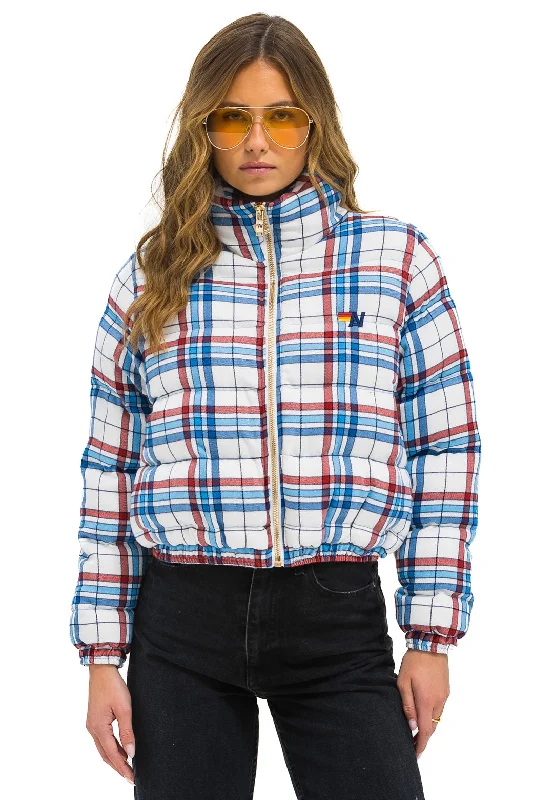 Stylish Women's Outfit APRES PLAID PUFFER JACKET - MONTAUK PLAID