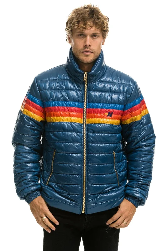 Dress In Style With Our Special Clothing Promotions 4 STRIPE TRAVELER JACKET - GLOSSY DEEP BLUE