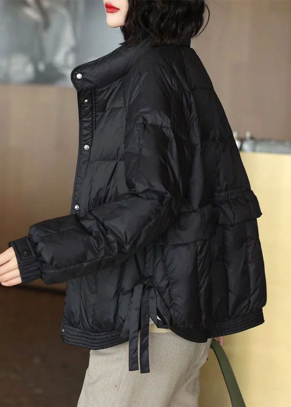 Women's Clothes For Outdoor Events Original Design Black Stand Collar Thick Duck Down Down Jacket Winter