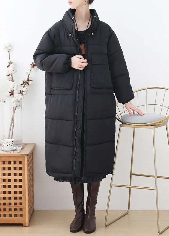 Seasonal Wardrobe Refresh – Shop Stylish Looks For Less Plus Size Black Stand Collar Zippered Thick Long Parka Winter