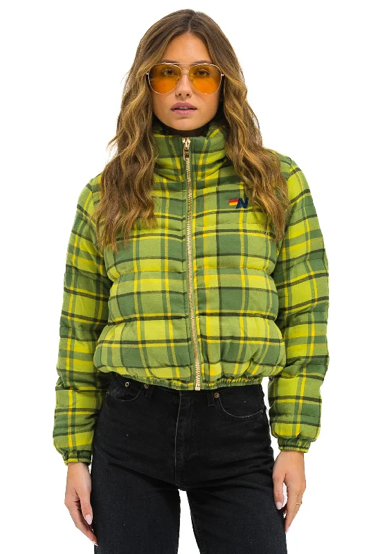 Women's Trendy Garments APRES PLAID PUFFER JACKET - AVOCADO PLAID