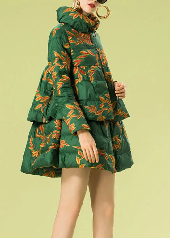 Women's Holiday Apparel Women Green Embroideried warm Duck Down Winter Coats