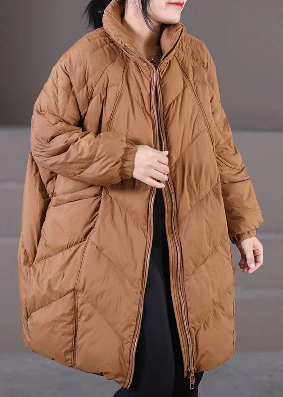 Women's Clothing And Garments Sets Modern Caramel Stand Collar Oversized Thick Duck Down Down Coats Winter