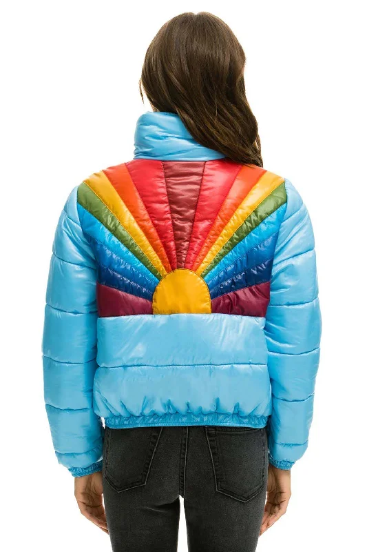 Comfortable Lounge Clothing SUNBURST APRES PUFFER JACKET - GLOSSY SKY