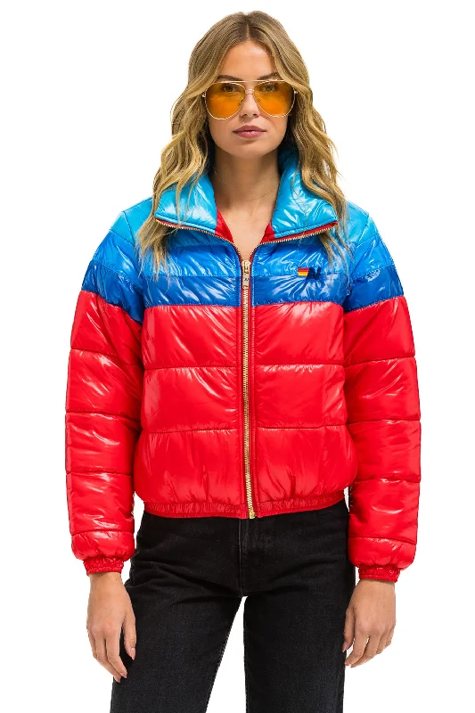 Don't Miss Out – Your Favorite Fashion Pieces On Sale COLOR BLOCK LUXE APRES PUFFER JACKET - GLOSSY CHERRY