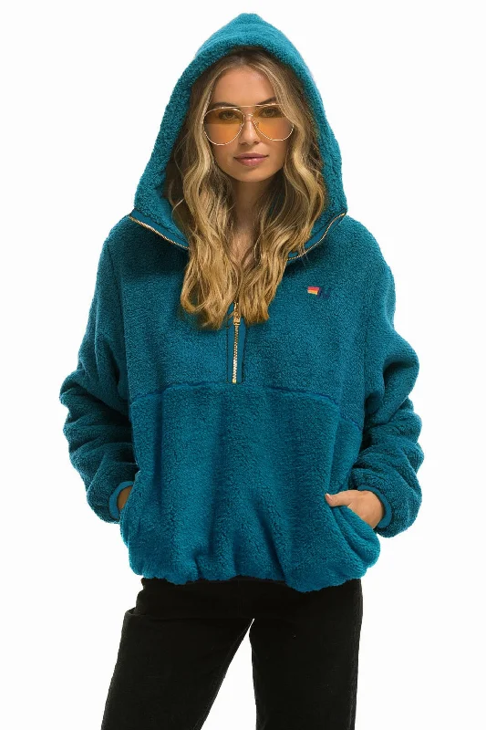 Women's Seasonal Garments TEDDY UNISEX HOODED HALF ZIP JACKET - CAPRI