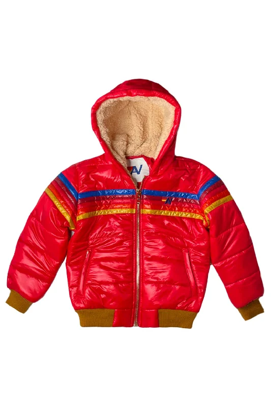 Women's Clothing For Outdoor Events KIDS 5 STRIPE TREKKER JACKET - GLOSSY CHERRY