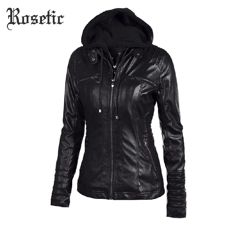 Women's Professional Outfit Rosetic Gothic faux leather coats