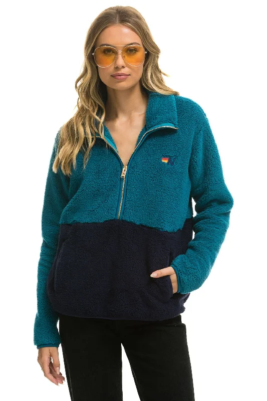 Women's Seasonal Wardrobe Clothing TEDDY UNISEX HALF ZIP COLOR BLOCK JACKET - CAPRI