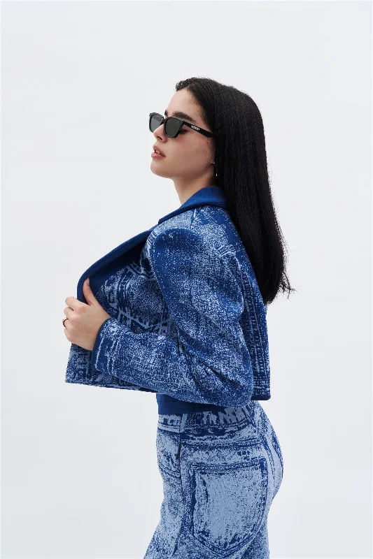 Women's Trendy Clothes NUDI FAKE DENIM CROPPED JACKET