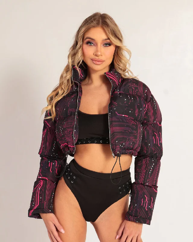 Flash Sale On Trendy Outfits – Don't Miss Out Circuit Board Cropped Puffer Jacket