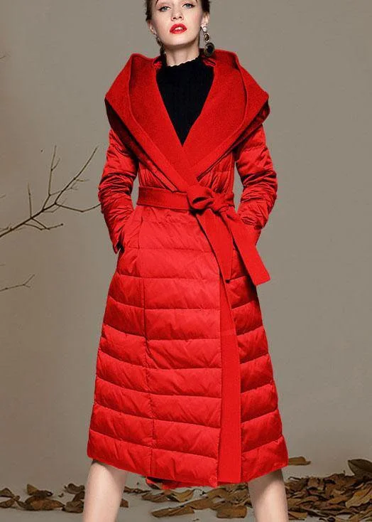 Everyday Fashion Deals – Chic Looks For Less Red hooded Patchwork slim fit Winter Duck Down Coats