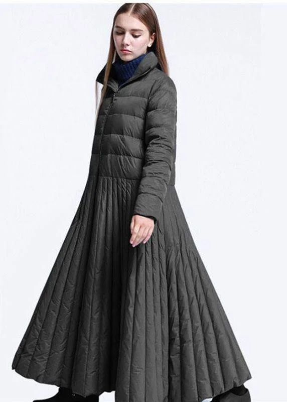 Women's Layered Outfit Chic Black Casual Pockets Circle Winter Duck Down down coat