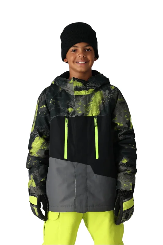 Sustainable Women's Clothing 686 Youth Geo Insulated Snowboard Jacket Lime Hemisphere Colorblock 2025