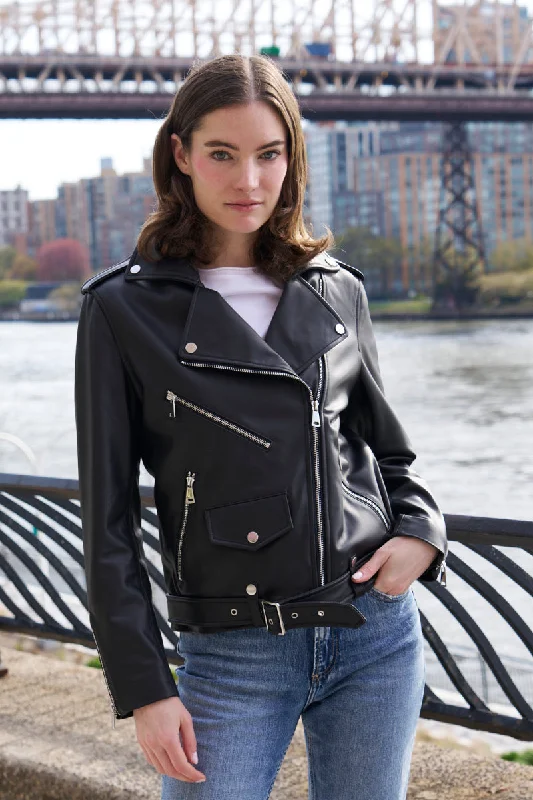 Casual Outfit For Women #422 Belted Leather Biker Jacket CLOSEOUT  $250