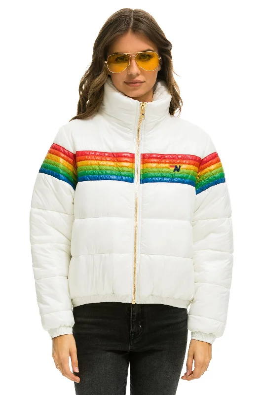 Women's Tailored Outfit 6 STRIPE LUXE APRES PUFFER JACKET - GLOSSY WHITE