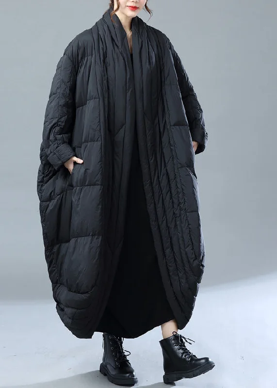 Fashion-Forward Styles At Incredible Discounts French Black Oversized Pockets Duck Down Witner Coat