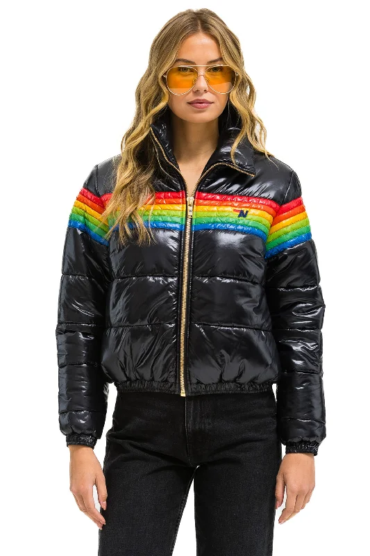 Final Call – Shop Elegant And Casual Fashion For Less 6 STRIPE LUXE APRES PUFFER JACKET - GLOSSY BLACK