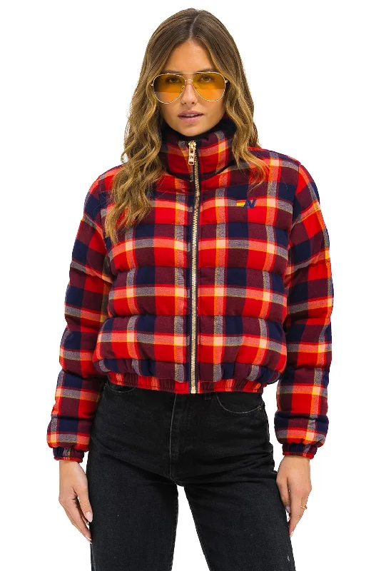 Women's Clothing For Holiday Travel APRES PLAID PUFFER JACKET - RUGBY PLAID