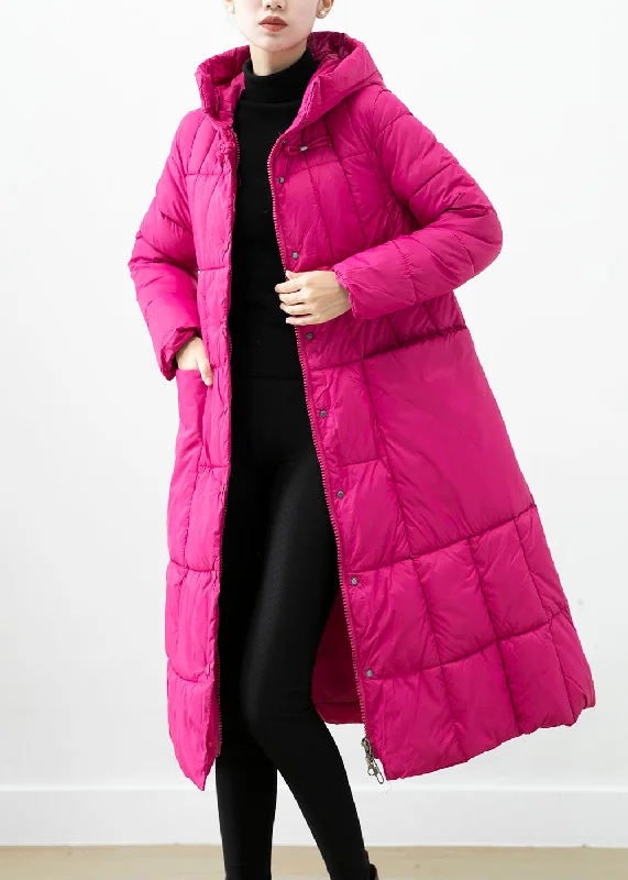 Women's Clothing For Everyday Wear Italian Rose Hooded Pockets Fine Cotton Filled Puffer Jacket Winter