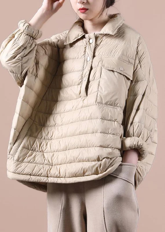 Women's Seasonal Wardrobe Clothing Fine khaki down coat trendy plus size snow jackets lapel pockets women winter outwear